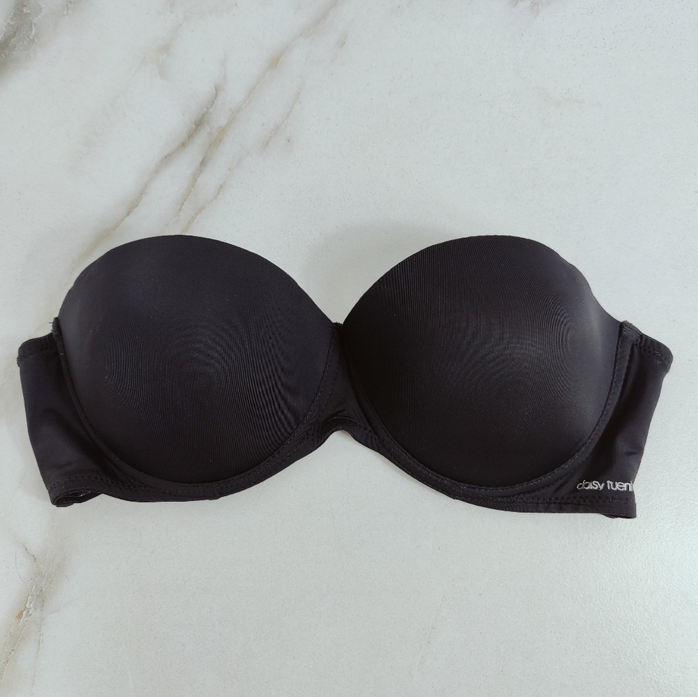 Daisy Fuentes Black Push Up Strapless Bra, Sz 36D